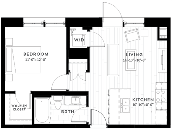 1E Floor plan at Custom House, Minnesota, 55101