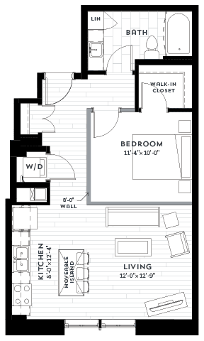1H Floor plan at Custom House, St. Paul, Minnesota
