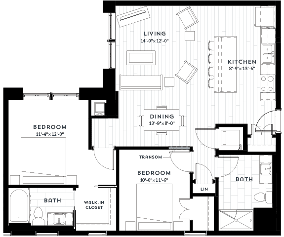 2E Floor plan at Custom House, St. Paul, MN 55101