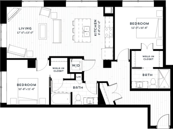 2H Floor plan at Custom House, St. Paul, 55101