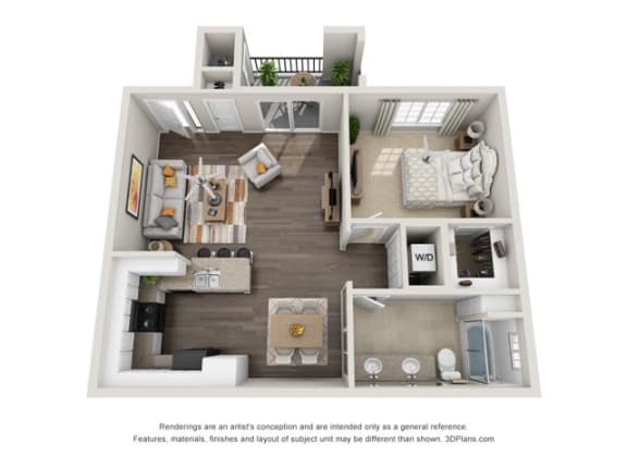 1 Bedroom 3D Floorplan