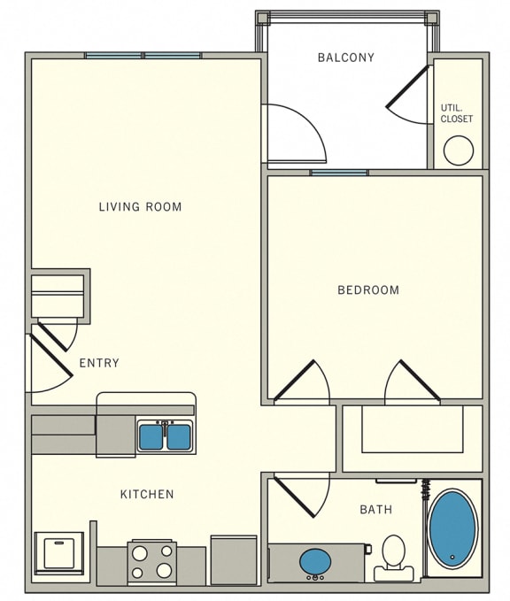 one bed, one bath at The Lookout at Comanche Hill | Unit A1 - one bed, one bath, at CLEAR Property Management , The Lookout at Comanche Hill Apartments, San Antonio, 78247