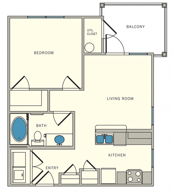 Unit A2 corner - one bed, one bath, The Lookout at Comanche Hill | Unit A2 corner - one bed, one bath, at CLEAR Property Management , The Lookout at Comanche Hill Apartments, San Antonio, 78247
