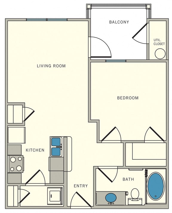 one bed, one bath, The Lookout at Comanche Hill | Unit A2 - one bed, one bath, at CLEAR Property Management , The Lookout at Comanche Hill Apartments, 78247