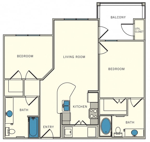 Unit B1 - two bed, two bath Unit B1 - two bed, two bath, The Lookout at Comanche Hill | Unit B1 - two bed, two bath , at CLEAR Property Management , The Lookout at Comanche Hill Apartments, Texas