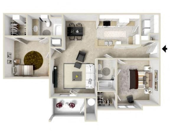 Tow Bedroom, Two Bath Floor Plan Tow Bedroom, Two Bath Floor Plan
