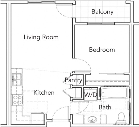 Floor Plan  One Bedroom Floor Plan Apartments For rent at Polaris at Covington, Wa 98042