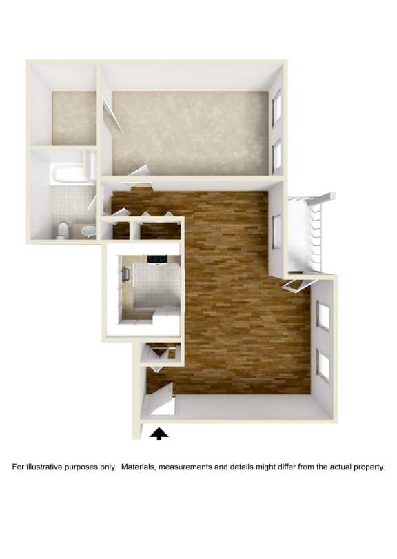 One Bedroom One Bathroom Station Pointe Apartments.