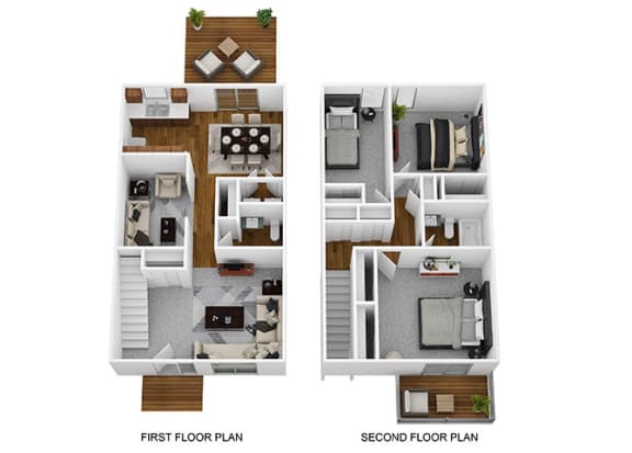 3 Bed 1.5 Bath Floor Plan at Westpark Townhomes, Indianapolis, IN, 46214