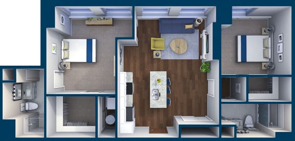 Suite Style 03  Floor Plan  at Residences at Leader, Cleveland