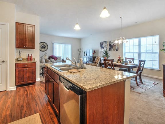 Open Living Room with Kitchen at Pleasant Meadows