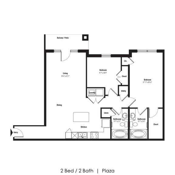 Floor Plan  2 Bedroom at Legacy Commons, Omaha, NE, 68130