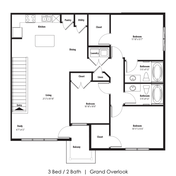 3 Bedroom Floor Plan 3 Bedroom Floor Plan at Legacy Commons, Omaha, Nebraska