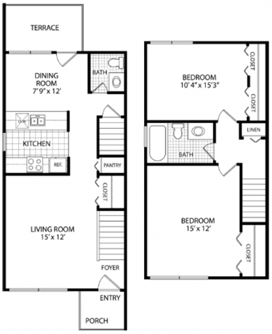  Floor Plan Two Bedroom Townhouse