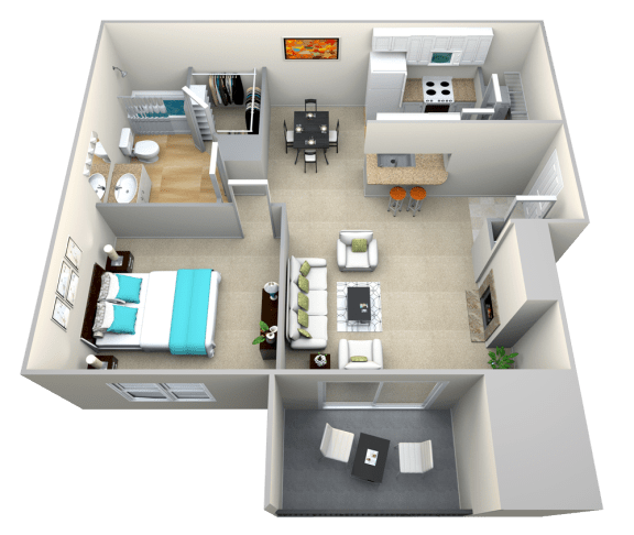 The Garrison One Bedroom One Bath Floor Plan at Riverstone at Owings Mills Apartments, Maryland