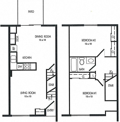 Two Bed Room Floor Plan at Arbor Pointe Townhomes, Michigan, 49037-2040 Two Bed Room Floor Plan at Arbor Pointe Townhomes, Michigan, 49037-2040