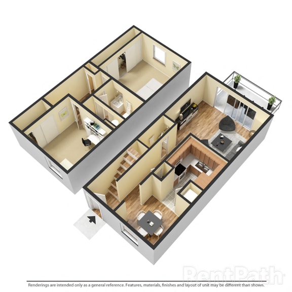 Floor Plan  2 BR 1.5 Bath Townhome at Country Lake Townhomes, Indianapolis, 46229