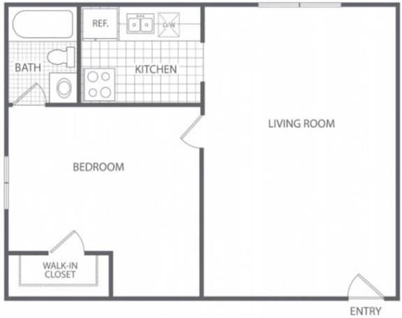  Floor Plan 1 Bed 1 Bath - HC-B