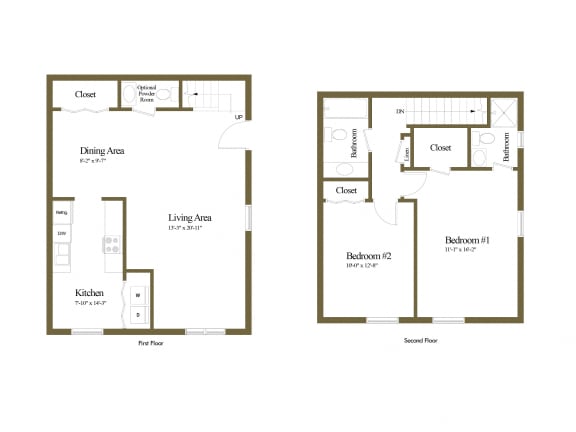 1 bedroom 1 bathroom with den floor plan at Spring Hill Apartments in Parkville, MD