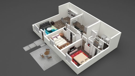  Floor Plan Two Bed | One Bath | D1