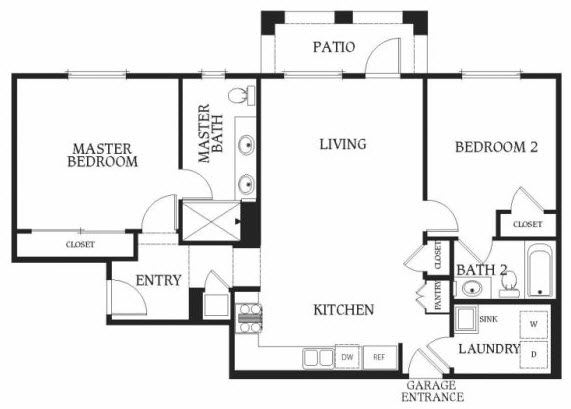 2 x 2b Floorplan at Union Place Apartments, 1500 Cherry St. Suite 5106A