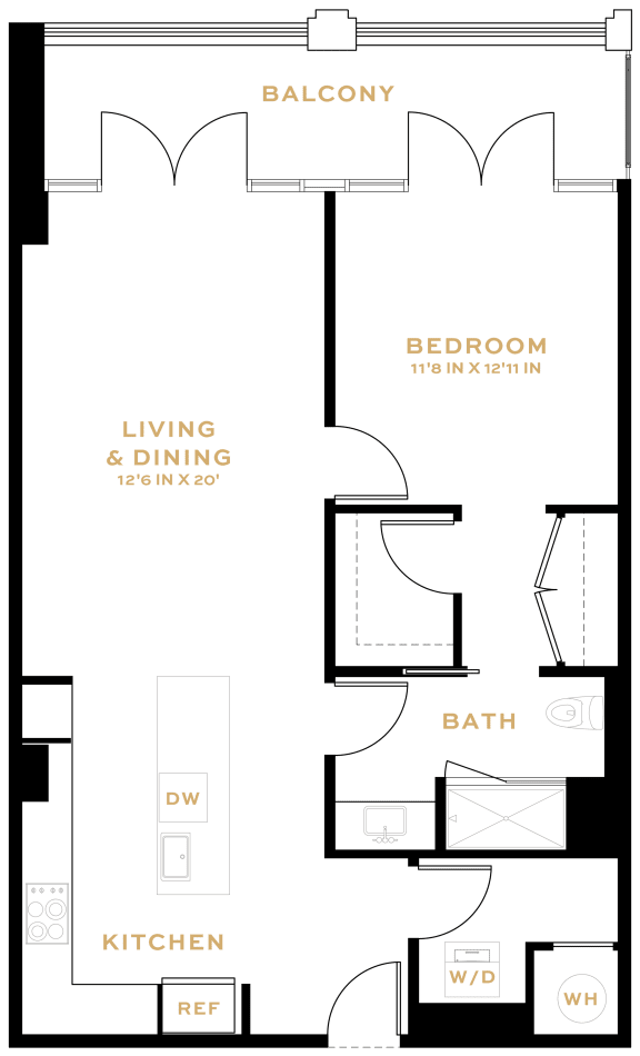  Floor Plan 1 Bedroom - 1 Bath | A06