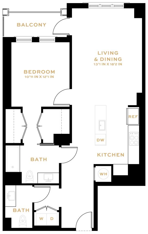  Floor Plan 1 Bedroom - 1 Bath | A07