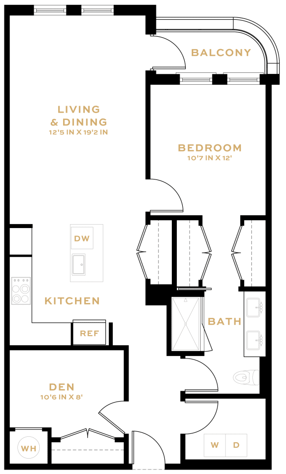 Floor Plan  1 Bedroom Den - 1 Bath | AD04