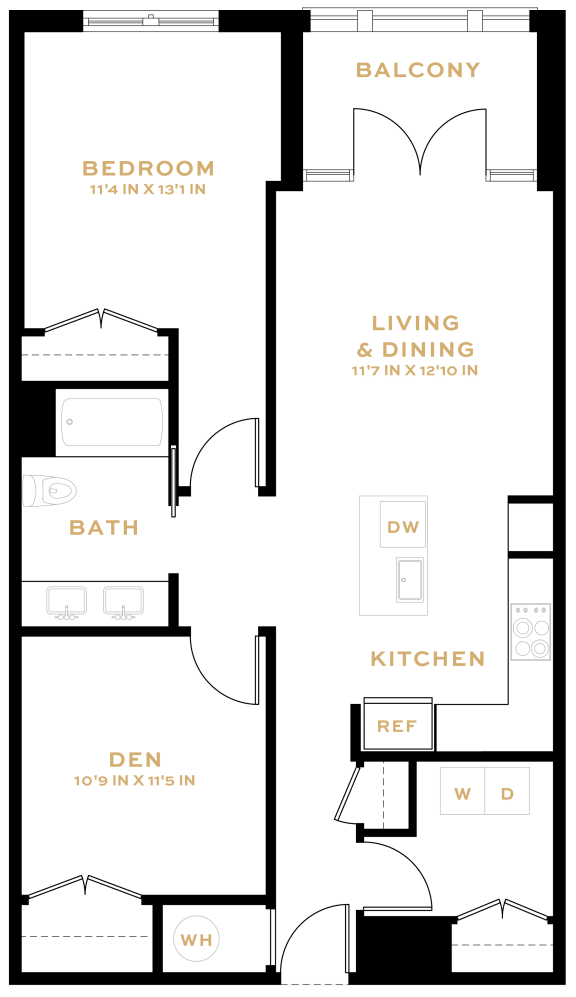 Floor Plan  1 Bedroom Den - 1 Bath | AD05