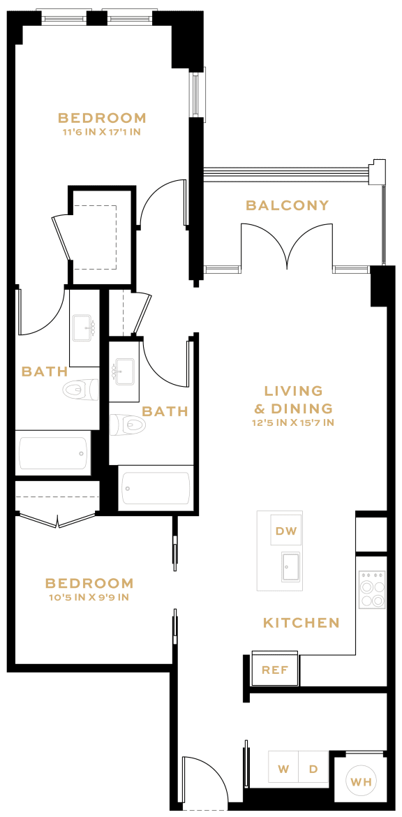 Floor Plan  2 Bedroom - 2 Bath | B00
