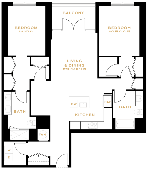 Floor Plan  2 Bedroom - 2 Bath | B04