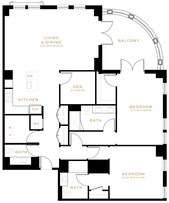 Floor Plan  2 Bedroom Den - 2.5 Bath | BD03A (Click Floorplan for more photos!)