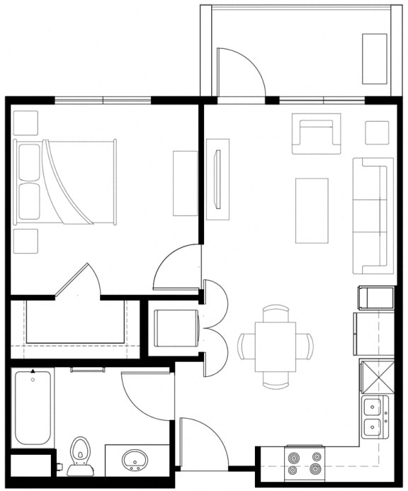 1x1 Floor Plan Vintage at the Crossing l Senior Apartments in Reno, NV 89521