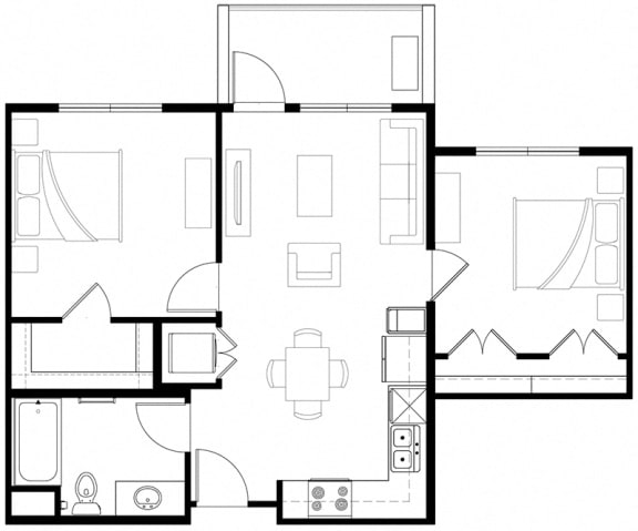 2x2 Floor Plan Vintage at the Crossing l Senior Apartments in Reno, NV 89521
