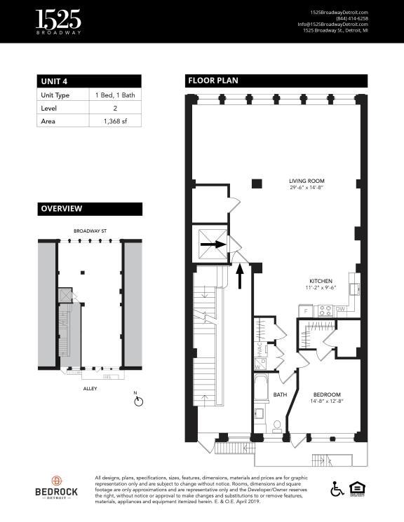 Unit4 Floor Plan at 1525 Broadway, Detroit, 48226