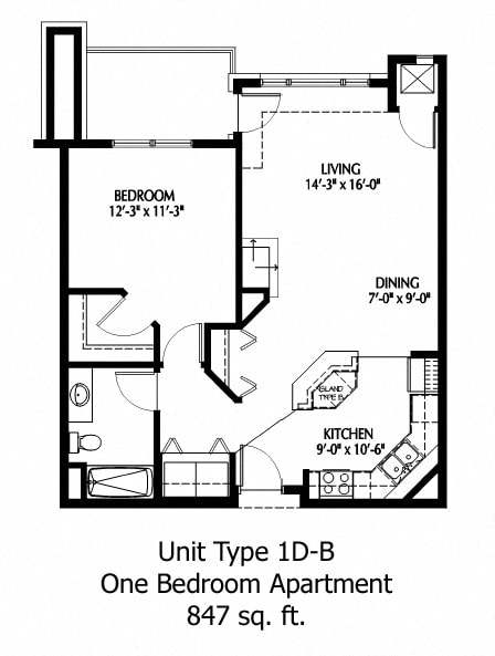  Floor Plan One Bedroom D-B