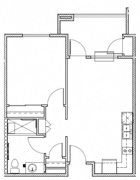 Floor Plan  Huntington One Bedroom One Bath l 95037 Rentals