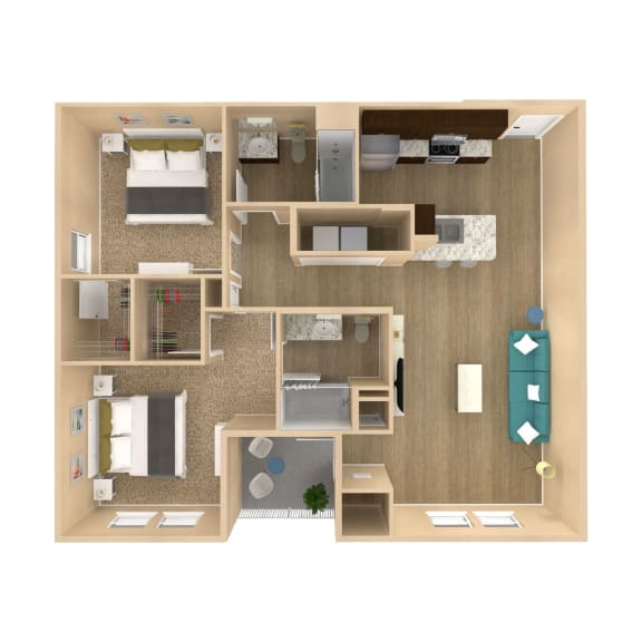 2 bedroom 2 bathroom floor plan A at The Oasis at Plainville, Plainville, 02762