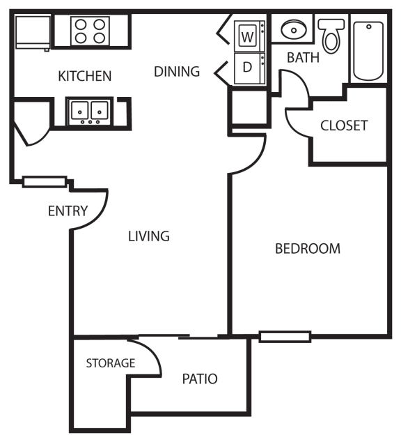 Enclave one bedroom apartment A1 2D floor plan