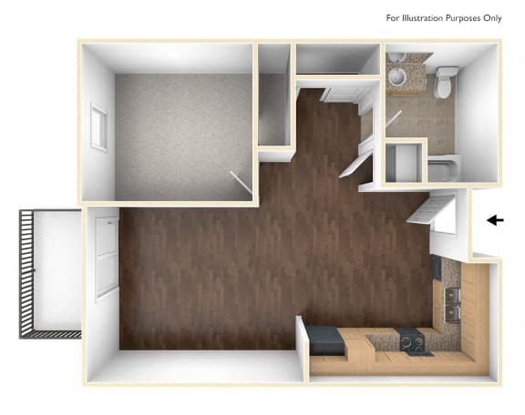 Floor Plan  1 Bed 1 Bath floorplan-Santa Cecilia Apartments, Los Angeles CA