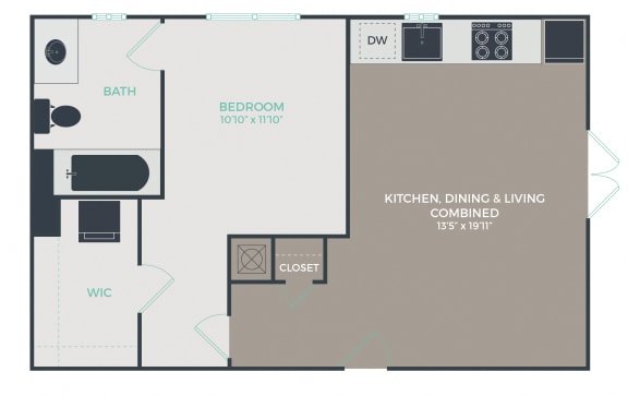 A1-B_1B1B_610 Floor Plan at Link Apartments&#xAE; Mixson, North Charleston, South Carolina
