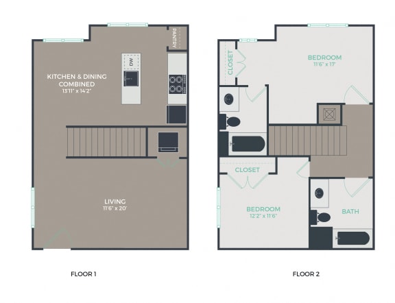 B2_2B2B_1248 Floor Plan at Link Apartments&#xAE; Mixson, South Carolina, 29405