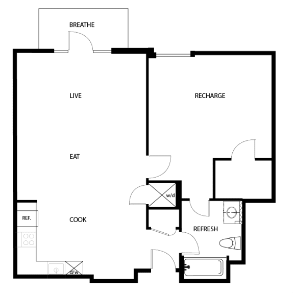 One Bedroom Floor Plan l Metro 510 in Riverside Ca