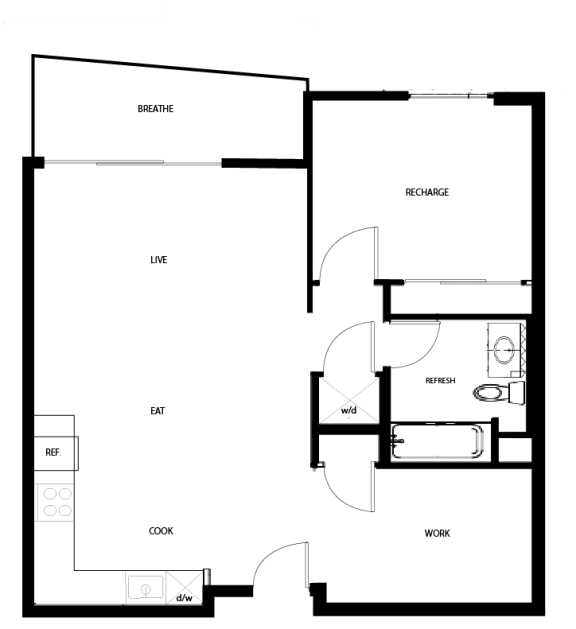 One Bedroom Floor Plan l Metro 510 in Riverside Ca