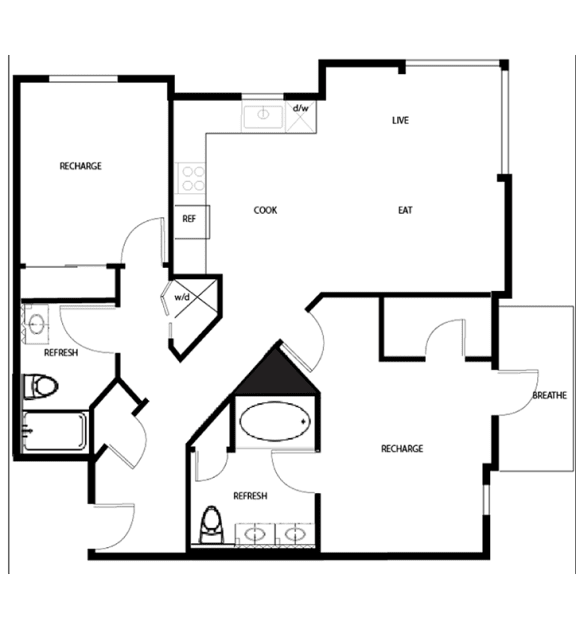 Two Bedroom Floor Plan l Metro 510 in Riverside Ca