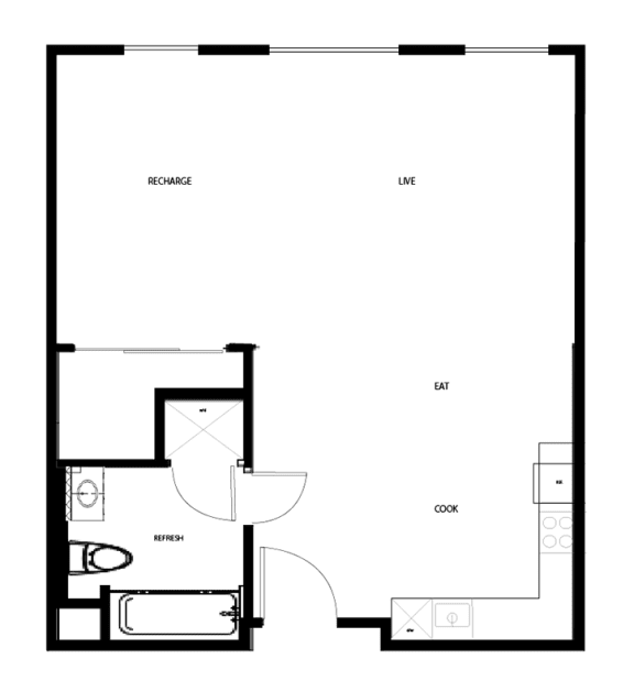 Studio Bedroom Floor Plan l Metro 510 in Riverside Ca