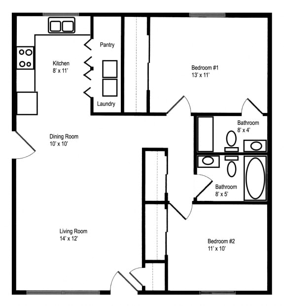 Floor Plan  Kennewick, WA Aspen Hills Apartments 2 bedroom 2 bath