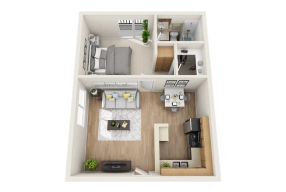 One Bedroom B Floor Plan 520 Sq.Ft.   at Park Merridy, Northridge