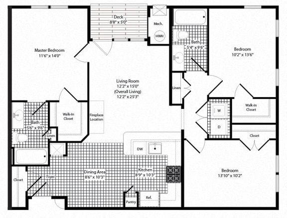 Floor Plan  Hamilton Floor Plan - 3 bedroom, 2 bath