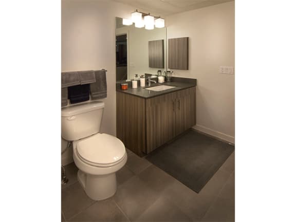 Custom Vanity With Sink And Lights at Cycle Apartments, Ft. Collins, 80525